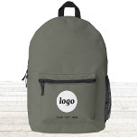 Einfacher Logo-Text Werbung Business-Seite Grün Bedruckter Rucksack<br><div class="desc">Fügen Sie Ihr eigenes Logo und Textauswahl zu diesem Design hinzu. Entfernen Sie den Text,  wenn Sie es vorziehen. Minimalistisch und beruflich. Ideal für ein Werbeprodukt für Ihre Kunden und Kunden. Weitere Versionen finden Sie in der Auflistung.</div>