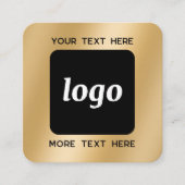 Einfacher Logo- und Text-QR-Code Gold Quadratische Visitenkarte (Vorderseite)