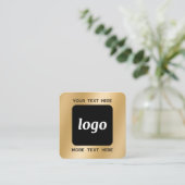 Einfacher Logo- und Text-QR-Code Gold Quadratische Visitenkarte (Stehend Vorderseite)