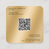Einfacher Logo- und Text-QR-Code Gold Quadratische Visitenkarte (Rückseite)