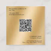 Einfacher Logo- und Text-QR-Code Gold Quadratische Visitenkarte (Rückseite)