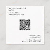 Einfacher Logo- und Text-QR-Code Quadratische Visitenkarte (Rückseite)