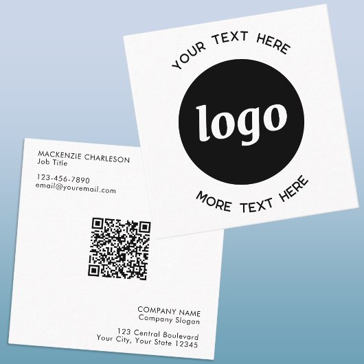 Einfacher Logo- und Text-QR-Code Quadratische Visitenkarte