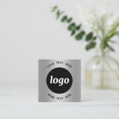 Einfacher Logo- und Text-QR-Code Silber Quadratische Visitenkarte (Stehend Vorderseite)