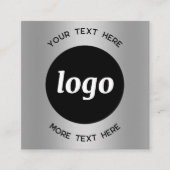 Einfacher Logo- und Text-QR-Code Silber Quadratische Visitenkarte (Vorderseite)