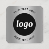 Einfacher Logo- und Text-QR-Code Silber Quadratische Visitenkarte (Vorderseite)