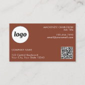 Einfacher Logo und Text QR Code Terrakotta Visitenkarte (Vorderseite)