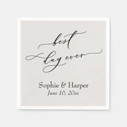 Einfacher, luxuriöser Script-Schriftart Bester Tag Serviette (Vorderseite)