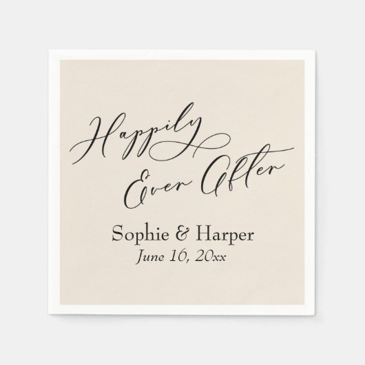 Einfacher, luxuriöser Script-Schriftart glücklich Serviette (Vorderseite)