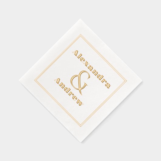 Einfacher Luxus Hochzeit Verlobung Name Servietten Mit Folie (Rechts)