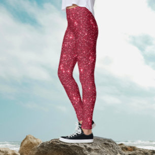 Einfacher Luxus Königlich Rot Glitzer Muster Leggings