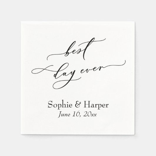 Einfacher Luxus-Script-Schriftart Bester Tag für a Serviette (Vorderseite)