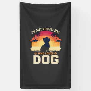 Einfacher Mann, der Hunde-Silhouette-Sonnenunterga Banner