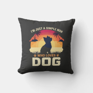 Einfacher Mann, der Hunde-Silhouette Sonnenunterga Kissen