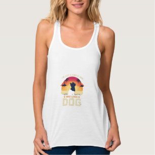 Einfacher Mann, der Hunde-Silhouette Sonnenunterga Tank Top