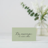 Einfacher Massagetherapeut Sage Green Visitenkarte (Stehend Vorderseite)