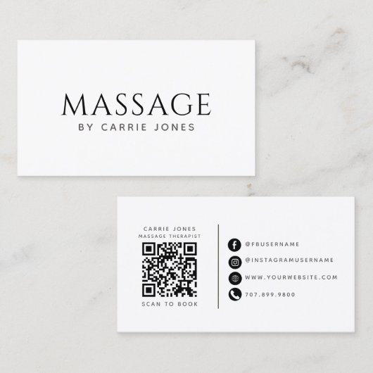Einfacher Massagetherapeut Visitenkarte (Vorne/Hinten)