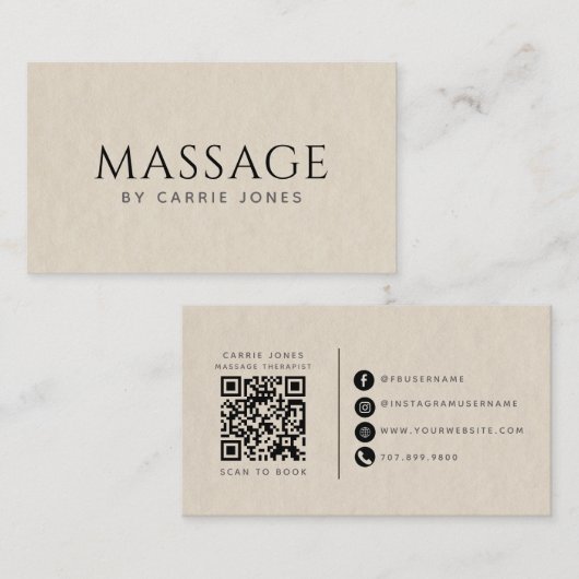 Einfacher Massagetherapeut Visitenkarte (Vorne/Hinten)