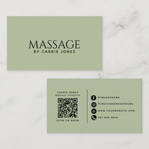 Einfacher Masseur in Salbeigrün Visitenkarte