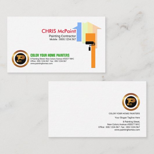 Einfacher mehrfarbiger Zuhause-Maler Visitenkarte (Vorne/Hinten)