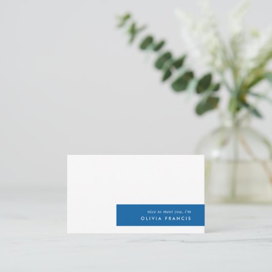 Einfacher Minimal Royal Blue Moderner Farbblock Visitenkarte (Stehend Vorderseite)