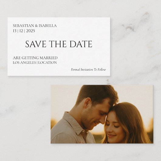 Einfacher Minimal Save the Date Visitenkarte (Vorne/Hinten)