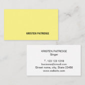 EINFACHER MINIMAL-YELLOW MODERNER TRENDY SINGER VISITENKARTE (Vorne/Hinten)