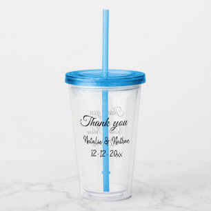 Einfacher minimaler Dankeschön-Paar-Name-Text-Datu Acryltrinkbecher
