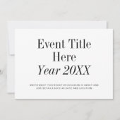 Einfacher Minimaler Ereignistitel Einladung (Vorderseite)