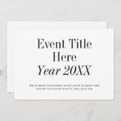 Einfacher Minimaler Ereignistitel Einladung (Vorne/Hinten)