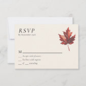 Einfacher Minimaler Fall Leaf Cream Wedding RSVP Karte (Vorderseite)