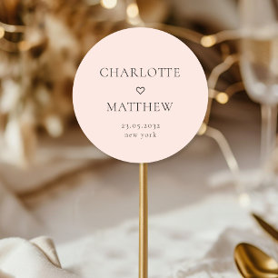 Einfacher, minimaler, Herz-Hochzeit-Round-Sticker Runder Aufkleber
