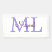 einfacher minimaler Name Monogramm rosa roter Wurf Banner (Horizontal)