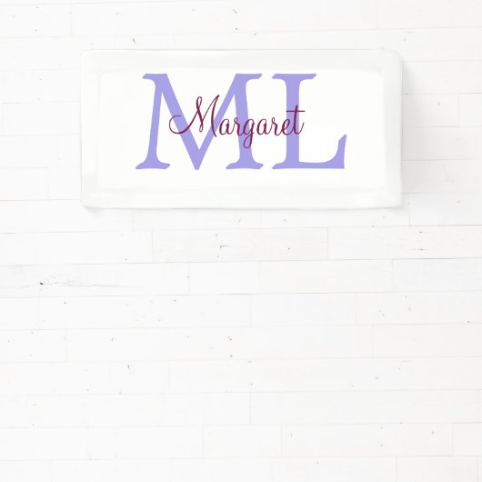 einfacher minimaler Name Monogramm rosa roter Wurf Banner (InSitu)