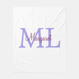einfacher minimaler Name Monogramm rosa roter Wurf Fleecedecke