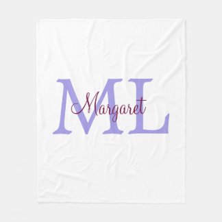 einfacher minimaler Name Monogramm rosa roter Wurf Fleecedecke