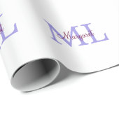 einfacher minimaler Name Monogramm rosa roter Wurf Geschenkpapier (Rolleneckpunkt)