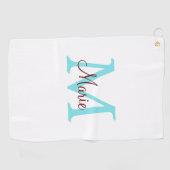 einfacher minimaler Name Monogramm rosa roter Wurf Golfhandtuch (Horizontal)