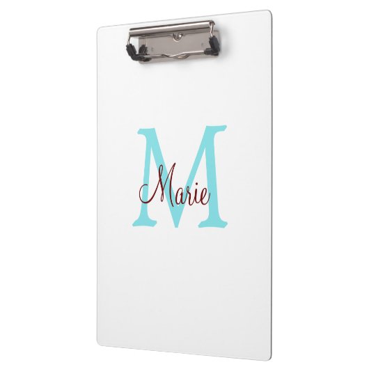 einfacher minimaler Name Monogramm rosa roter Wurf Klemmbrett (Links)