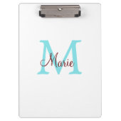 einfacher minimaler Name Monogramm rosa roter Wurf Klemmbrett (Vorderseite)