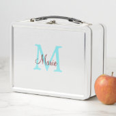 einfacher minimaler Name Monogramm rosa roter Wurf Metall Brotdose (Beispiel)