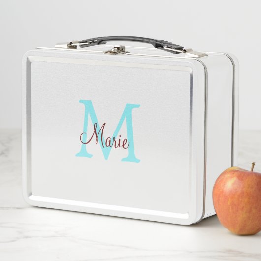 einfacher minimaler Name Monogramm rosa roter Wurf Metall Brotdose (Beispiel)