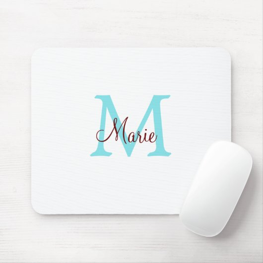 einfacher minimaler Name Monogramm rosa roter Wurf Mousepad (Mit Mouse)