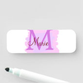 einfacher minimaler Name Monogramm rosa roter Wurf Namensschild (Beispiel)