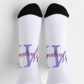 einfacher minimaler Name Monogramm rosa roter Wurf Socken (Oben)