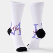 einfacher minimaler Name Monogramm rosa roter Wurf Socken (Gewinkelt)