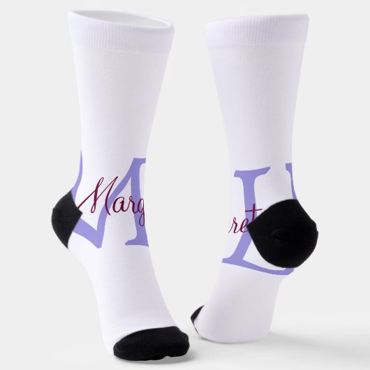 einfacher minimaler Name Monogramm rosa roter Wurf Socken (Gewinkelt)