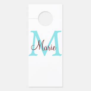 einfacher minimaler Name Monogramm rosa roter Wurf Türanhänger