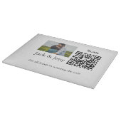 Einfacher minimaler Q R-Code Foto Name Text Throw Schneidebrett (Ecke)