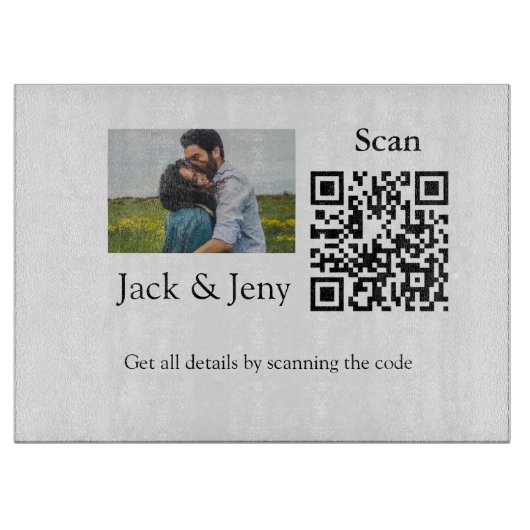 Einfacher minimaler Q R-Code Foto Name Text Throw Schneidebrett (Vorderseite)